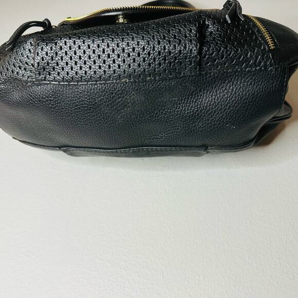 STEVE MADDEN Women's Black Embossed Faux Leather Gold Accent Handbag Purse - Picture 9 of 12